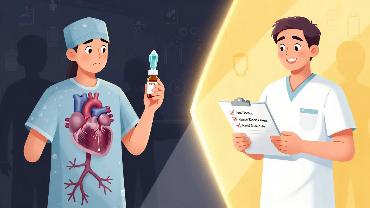 Split image: one side shows danger from antacids, the other shows safe management with a doctor’s checklist.