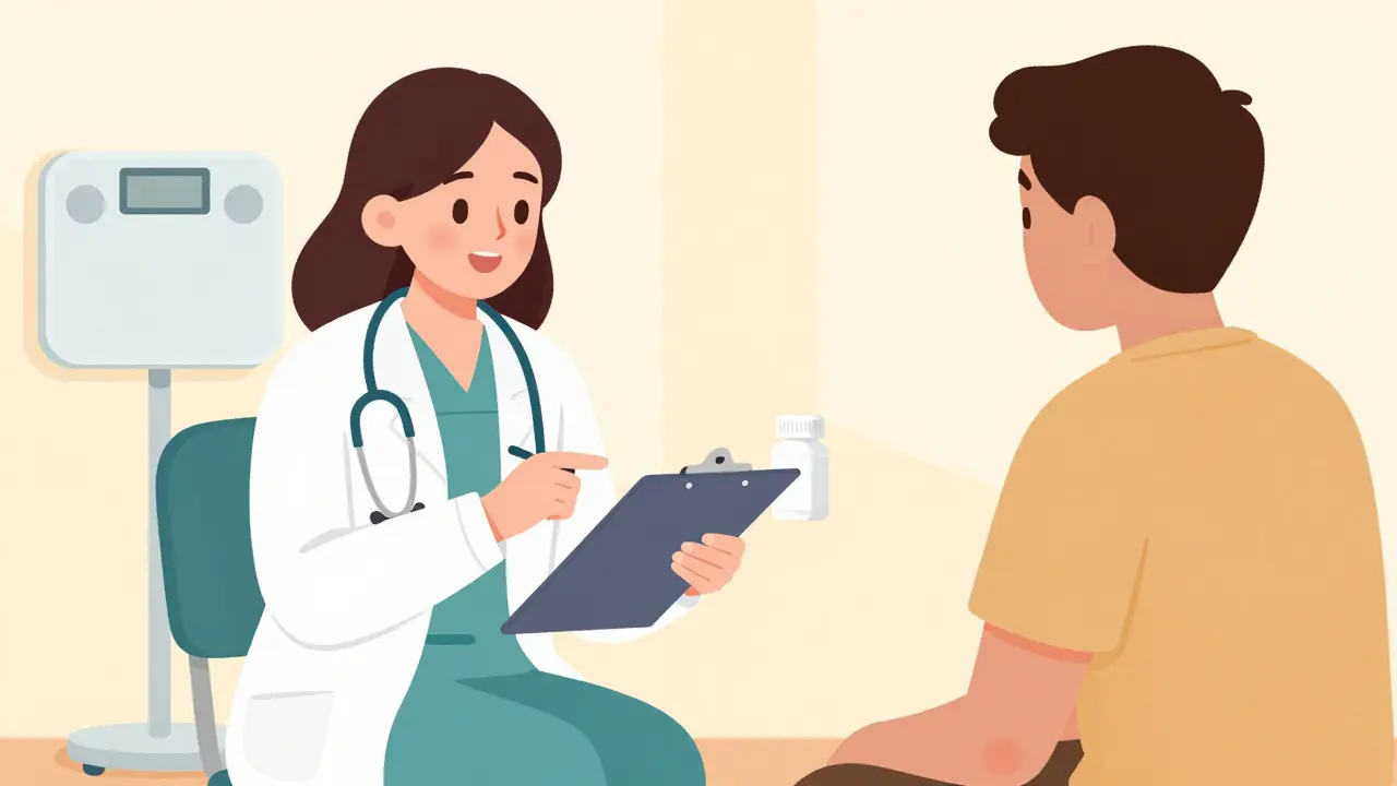 Doctor consulting patient on safe pain management alternatives.