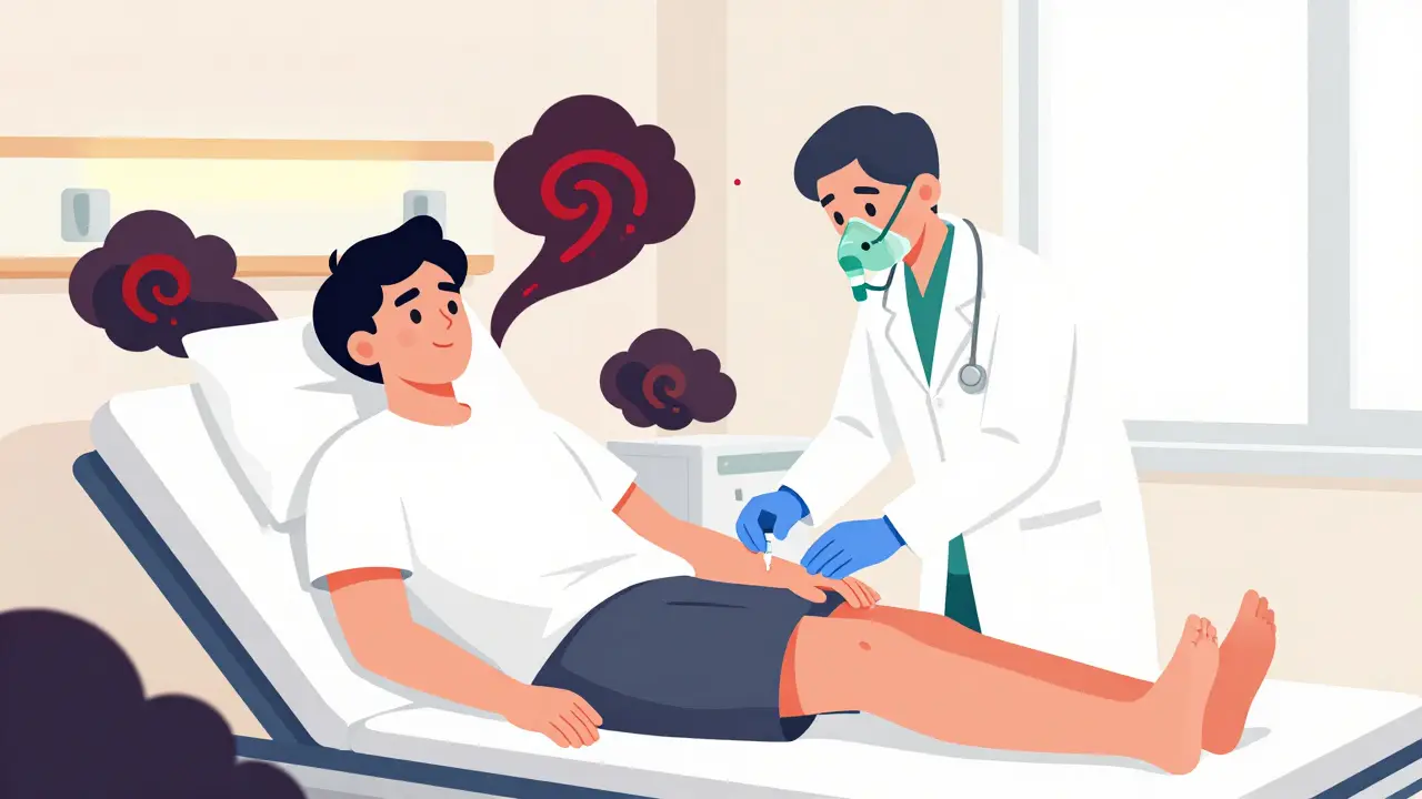 Medical staff treating severe anaphylaxis with epinephrine and oxygen.
