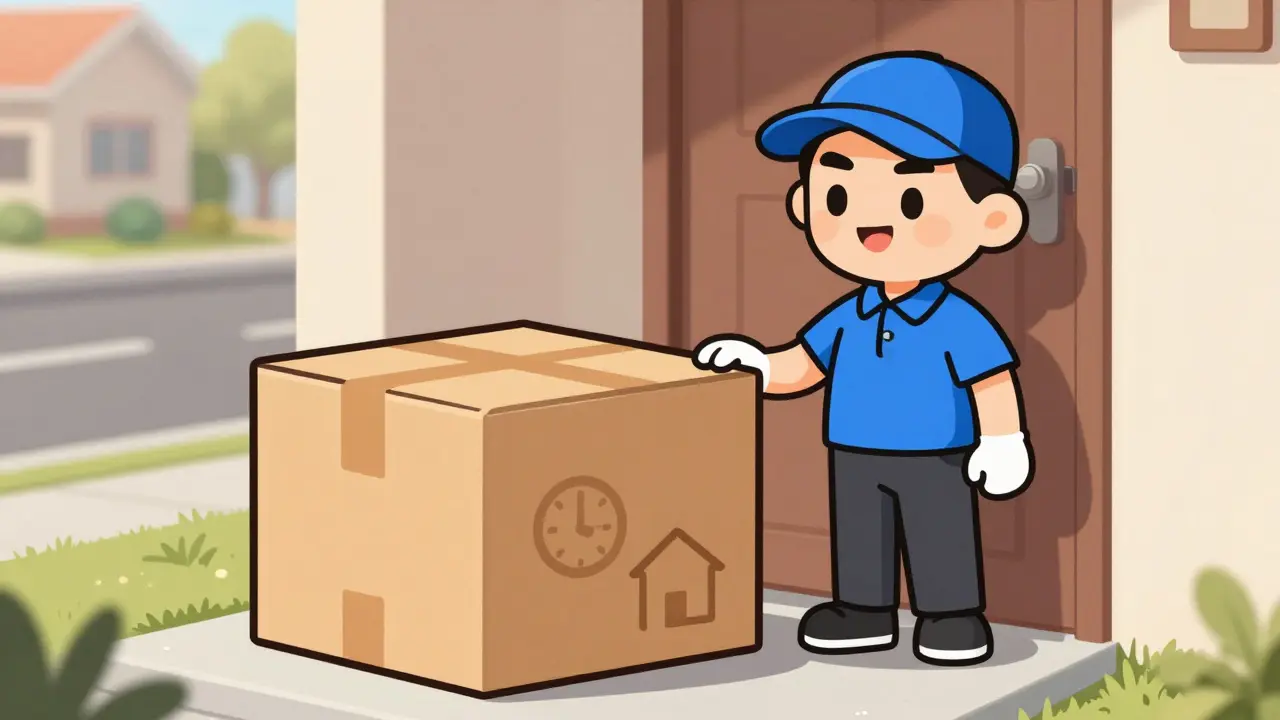 Discreet package delivered to doorstep by courier